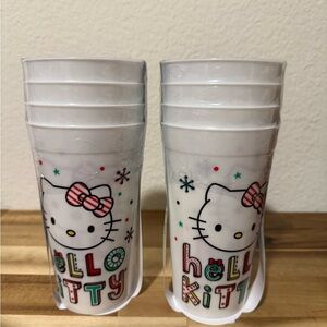 New Hello Kitty Festive White and Red Cups 8 pieces Christmas